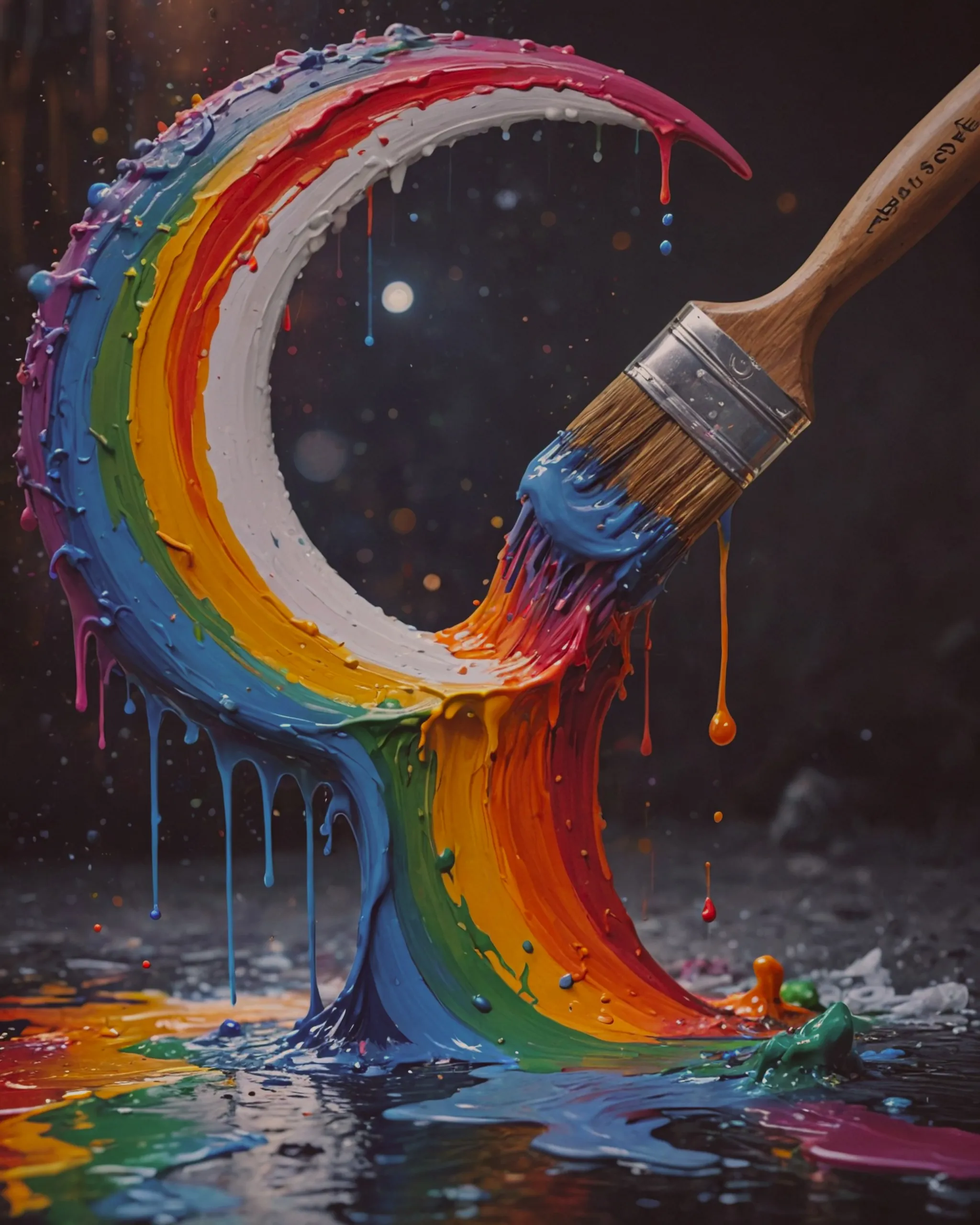 A paint brush creating a rainbow - Free AI Photo Generator - starryai