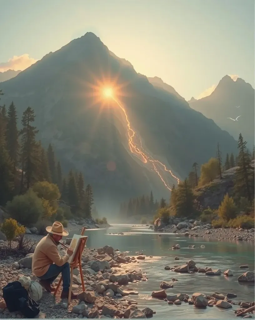 A mountain a glimmering gold vein - Free AI Photo Generator - starryai