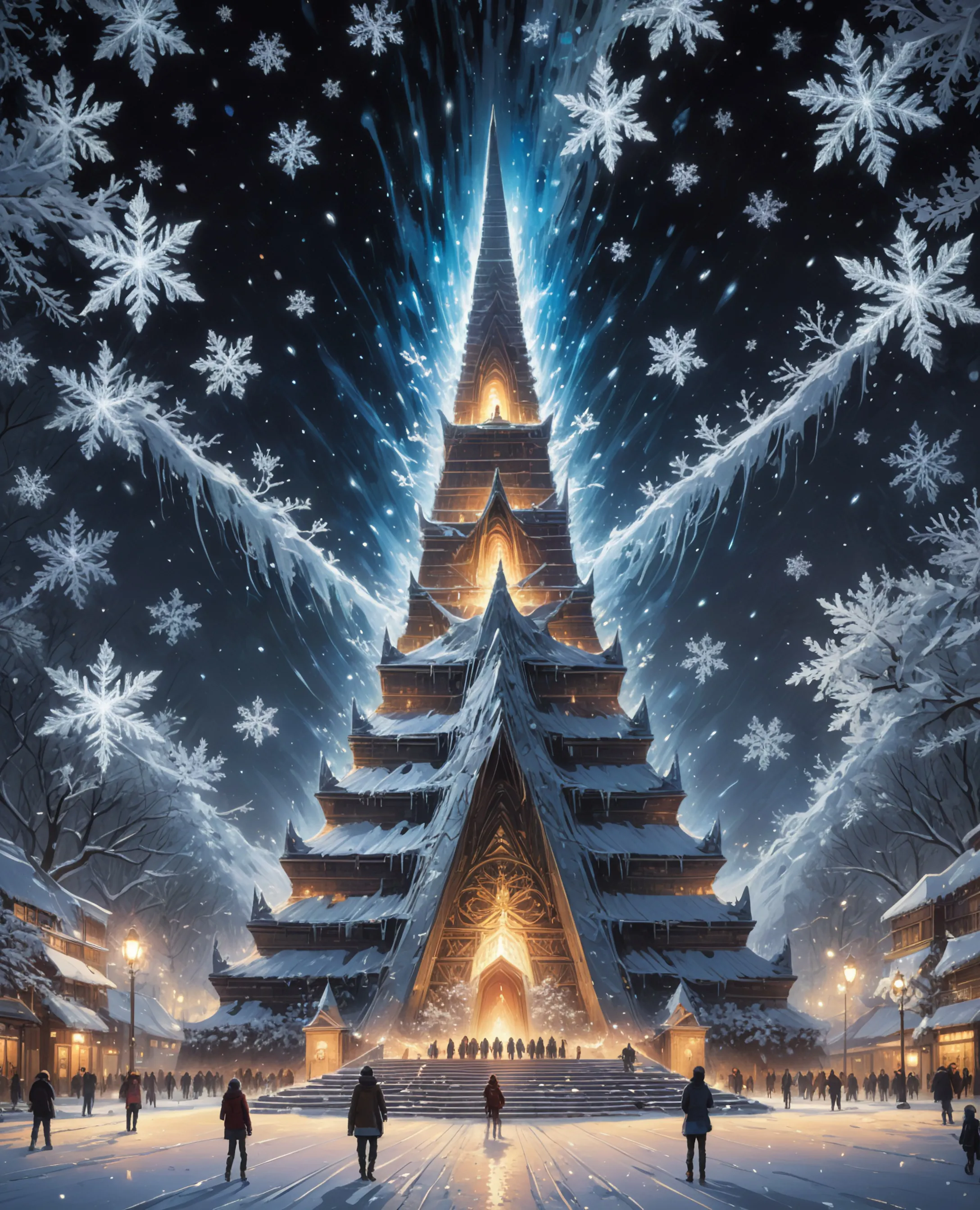 Pyramid Create Vortex A vortex snowflakes a pyramid - Free AI Photo Generator - starryai
