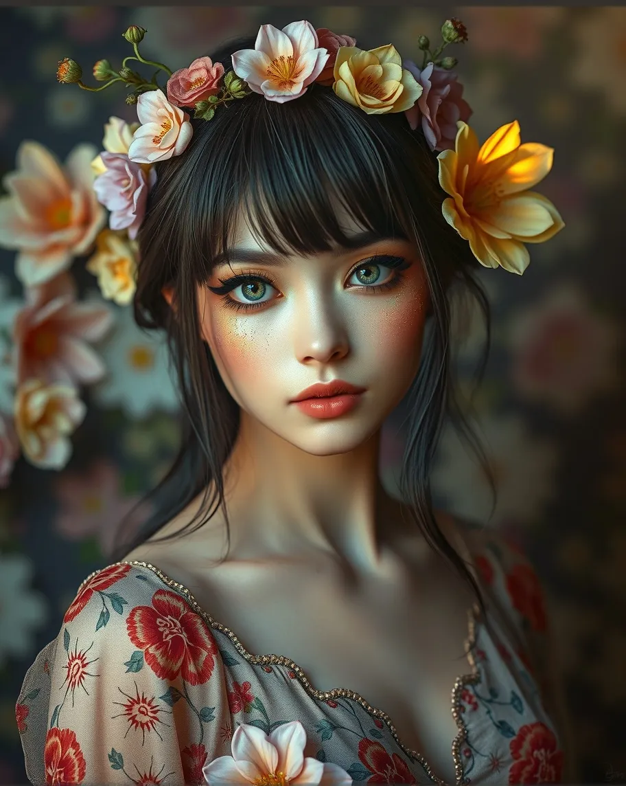 I'm a fitting floral dress.I have - Free AI Photo Generator - starryai