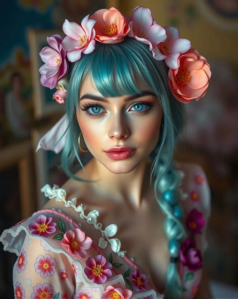 I'm a fitting floral dress.I have - Free AI Photo Generator - starryai
