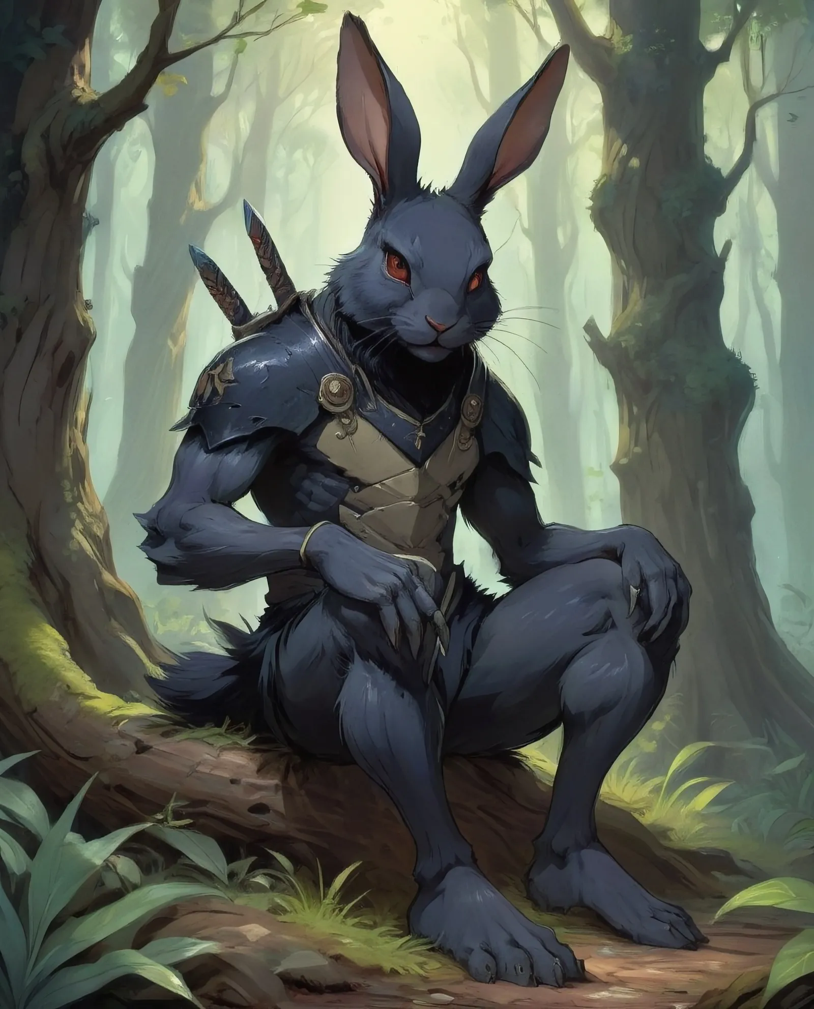 Black Rabbit Humanoid Black rabbit - Free AI Photo Generator - starryai