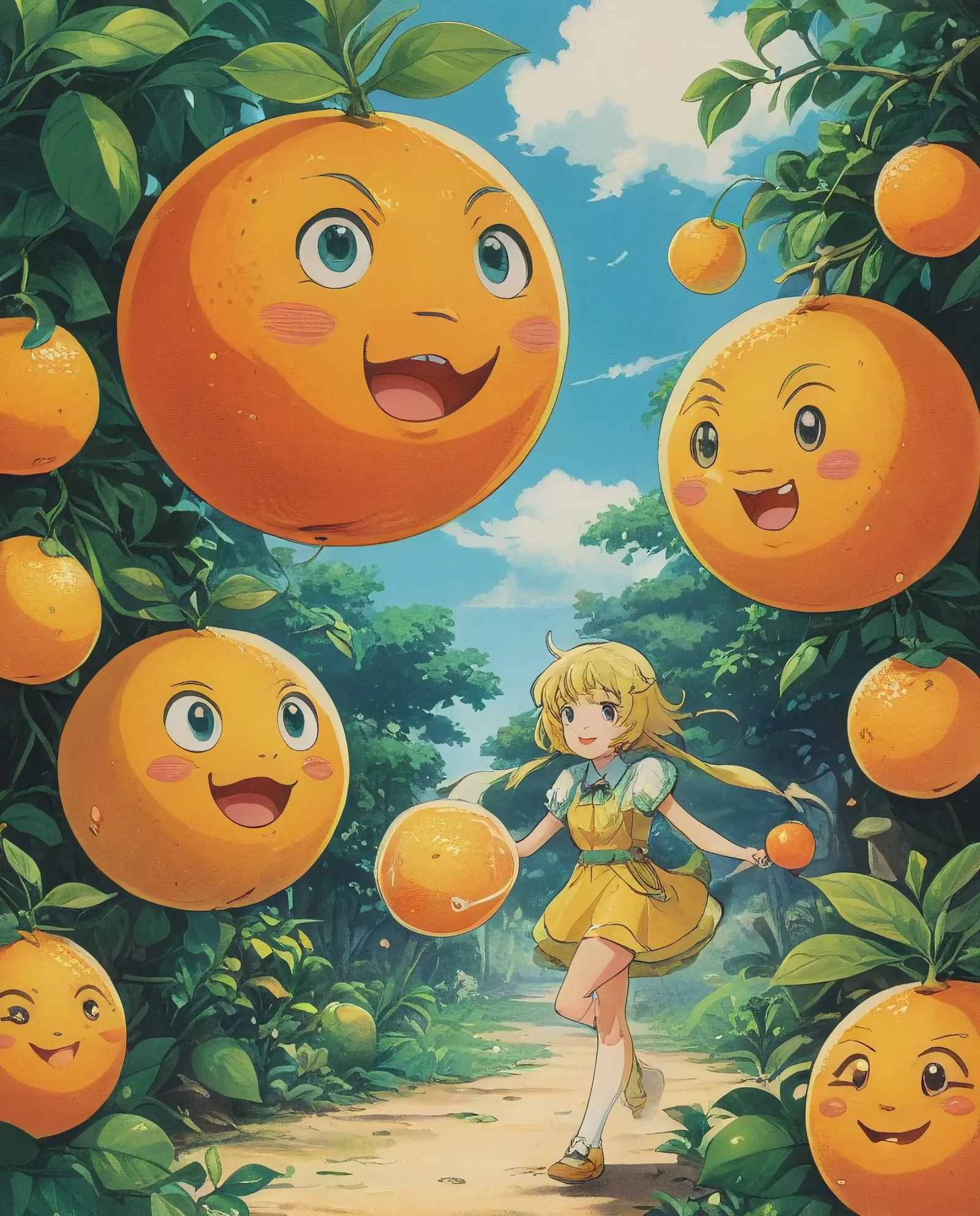 a chaotic and humorous showdown in a citrus-themed world where anthropomorphic fruits battle it out