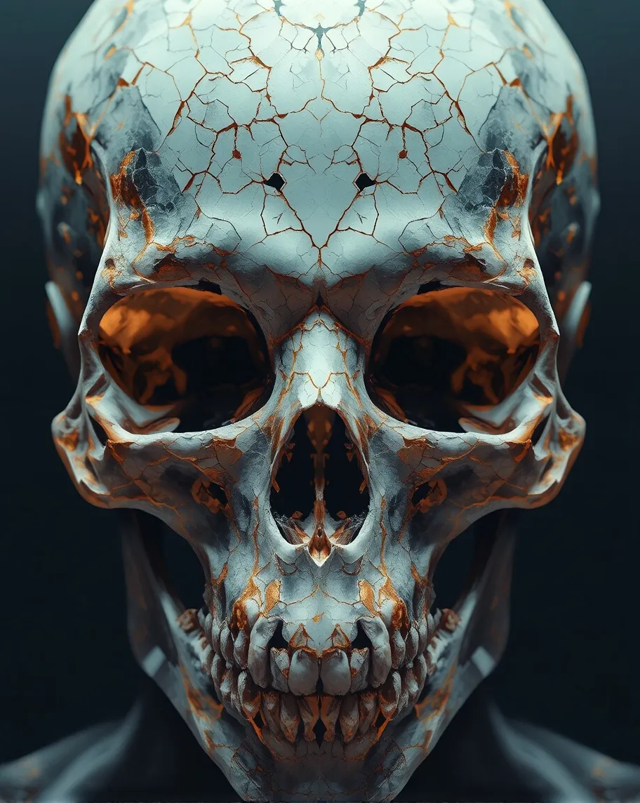 close-up portrait skull made from cloudy crystal Kintsugi, golden cracks, thorax, x-ray, intricate artwork by Tooth Wu and wlop and beeple. octane render, trending on artstation, greg rutkowski very coherent symmetrical artwork. cinematic, hyper realism, high detail, octane render, 8k