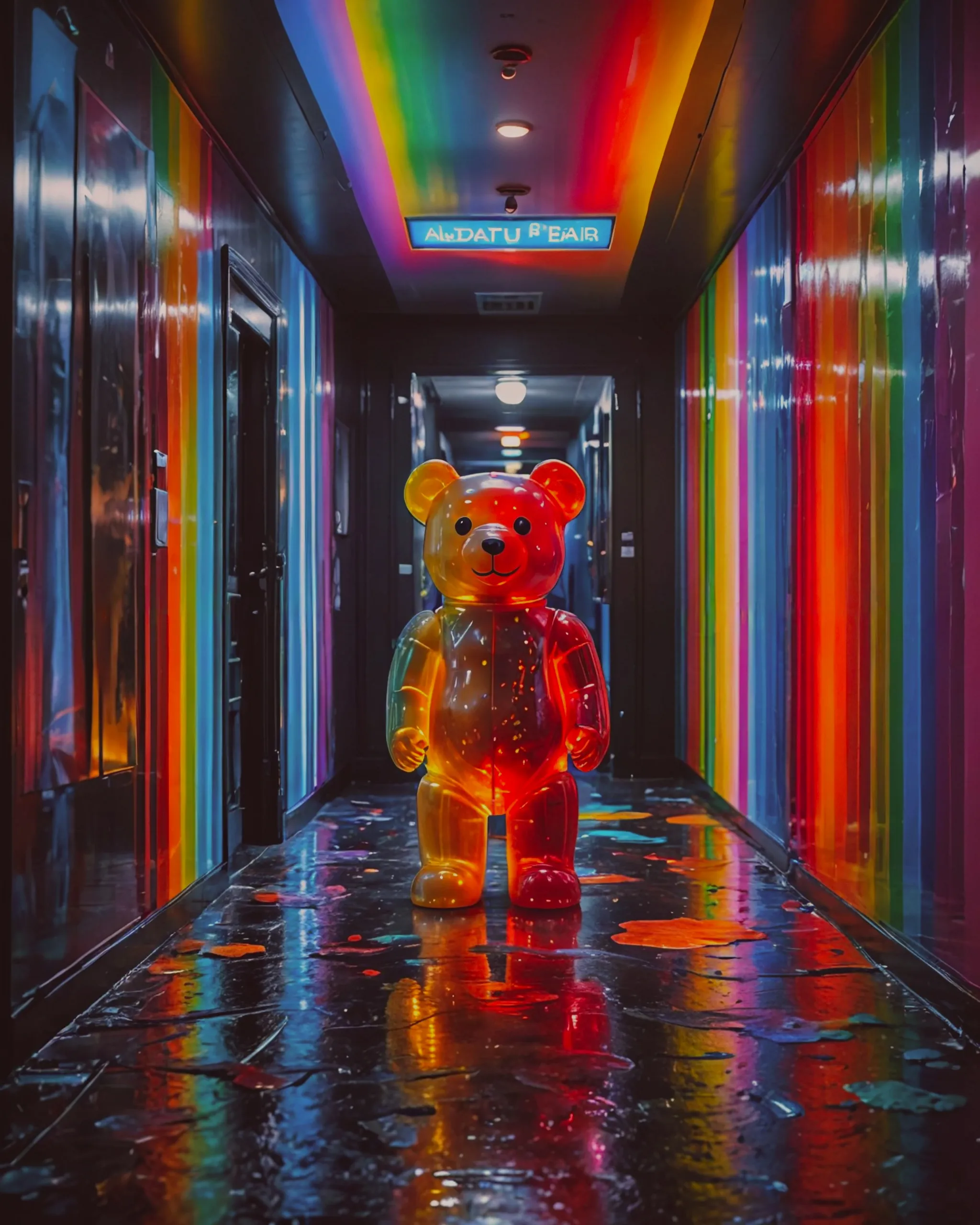 Gummy Bear in Shiney Black Rainbow Hallway 2