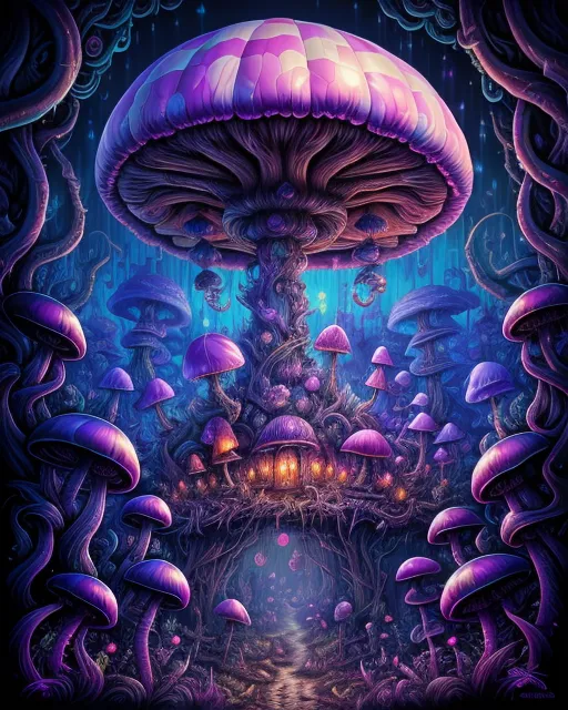 A large psychedelic mushroom two - Free AI Photo Generator - starryai