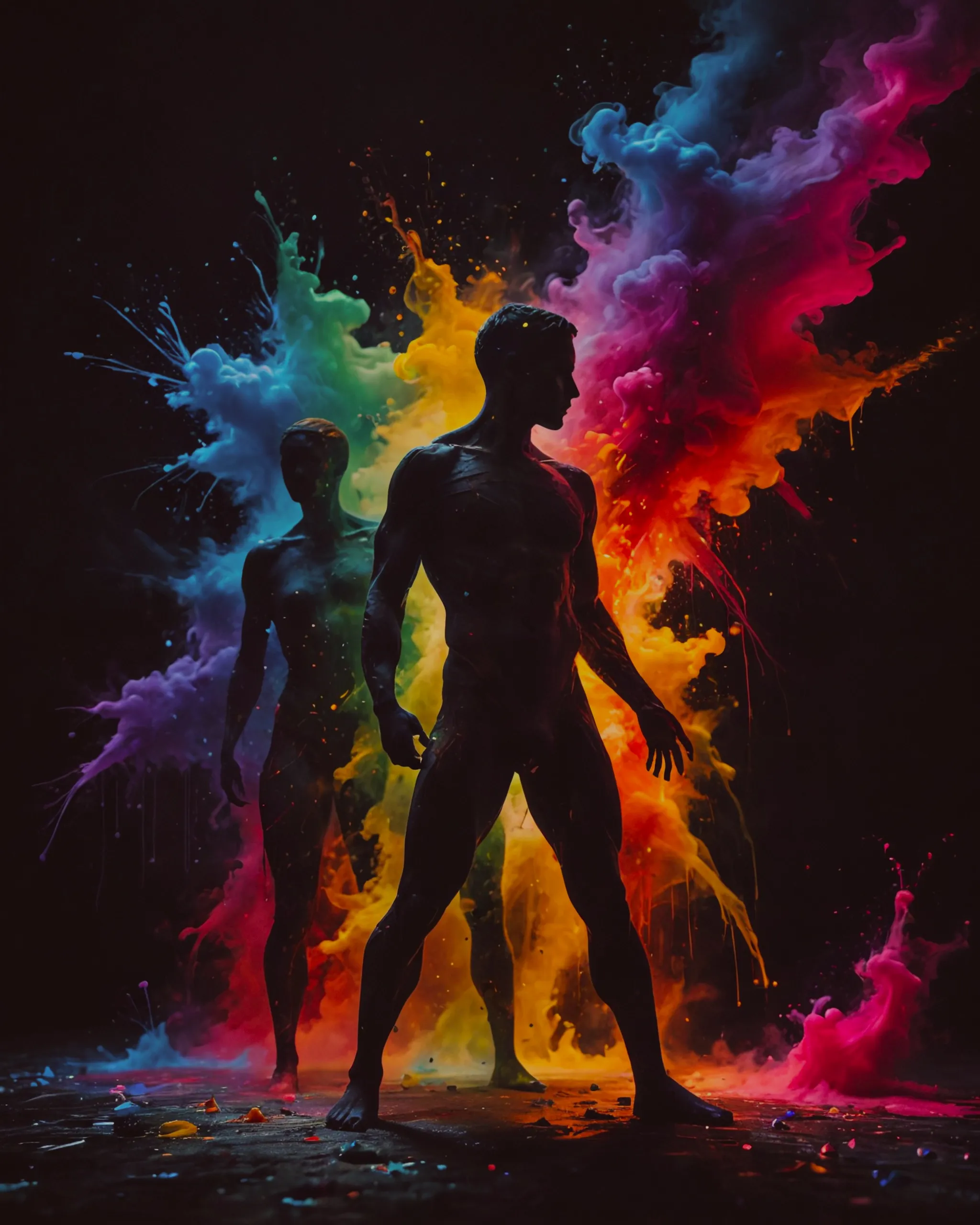 Silhouettes human figures against - Free AI Photo Generator - starryai