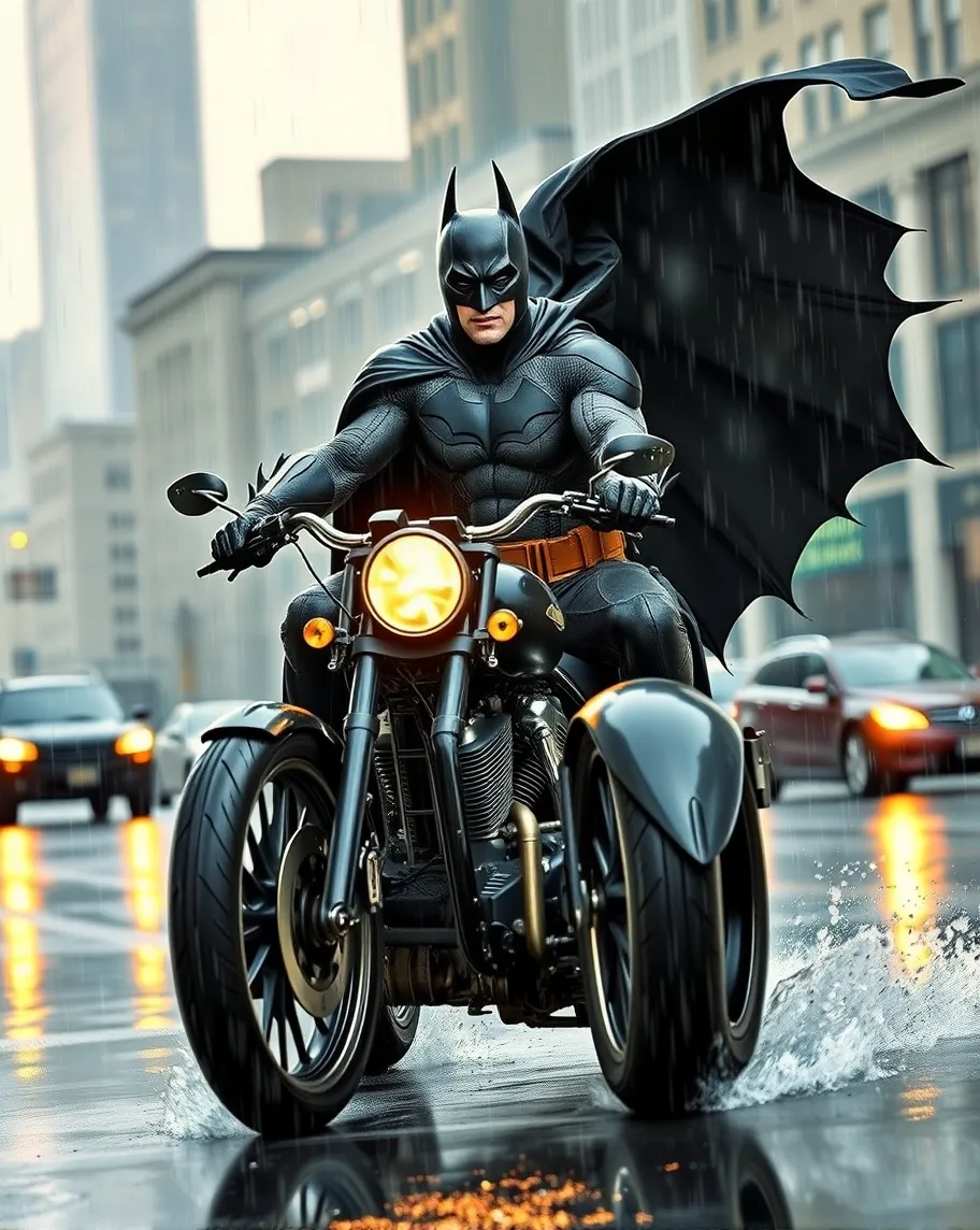 Batman Riding Batman riding a harley davidson - Free AI Photo Generator - starryai