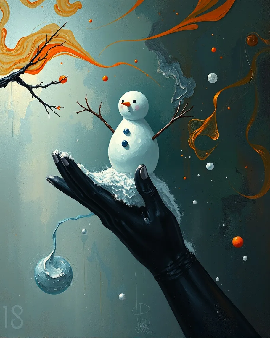 a small white snowman stands on - Free AI Photo Generator - starryai