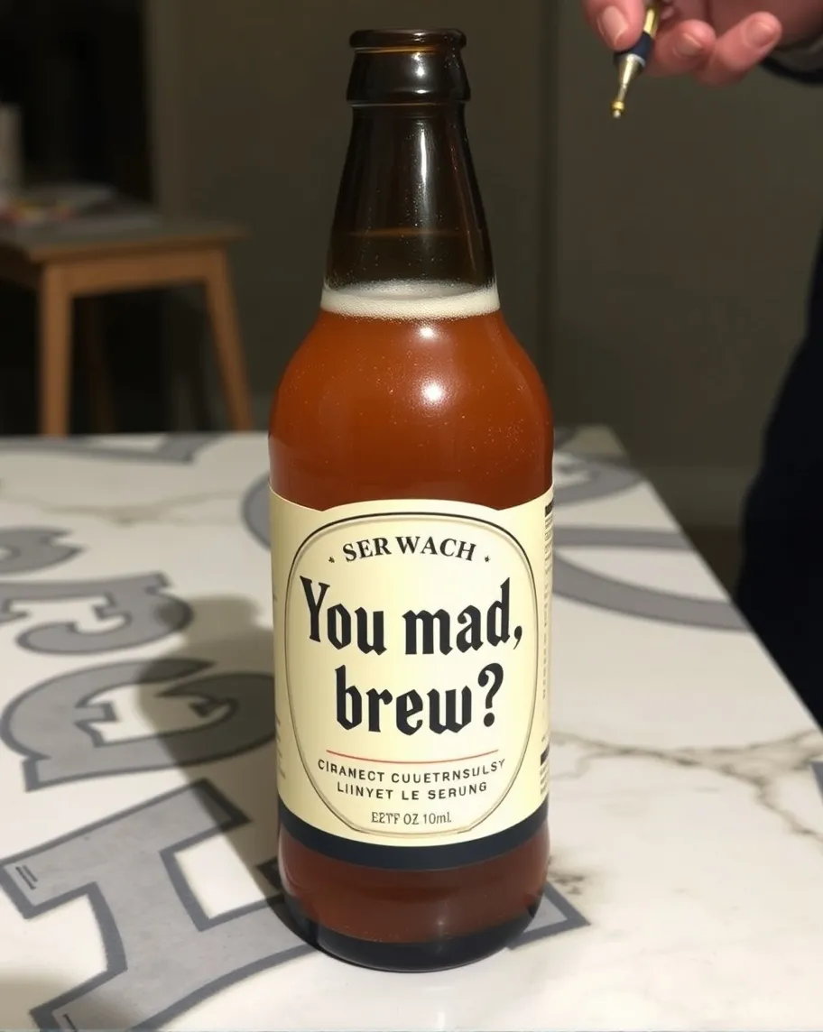 A new beer, labeled "You mad, brew?"