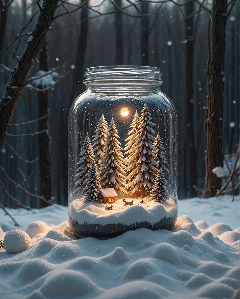Winter wonderland a jar - Free AI Photo Generator - starryai