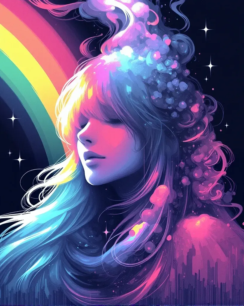 rainbow galexy kyleaf - Free AI Photo Generator - starryai