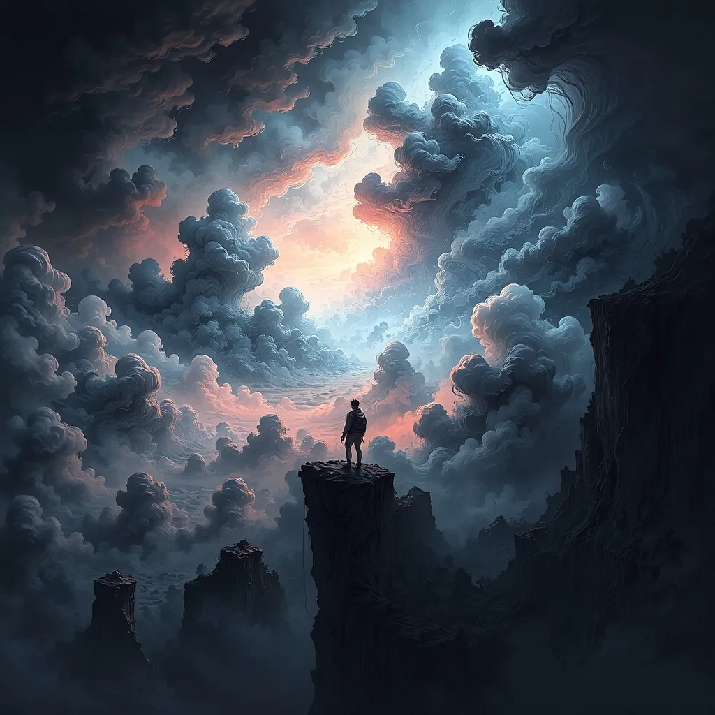 A lone figure stands at edge a at - Free AI Photo Generator - starryai