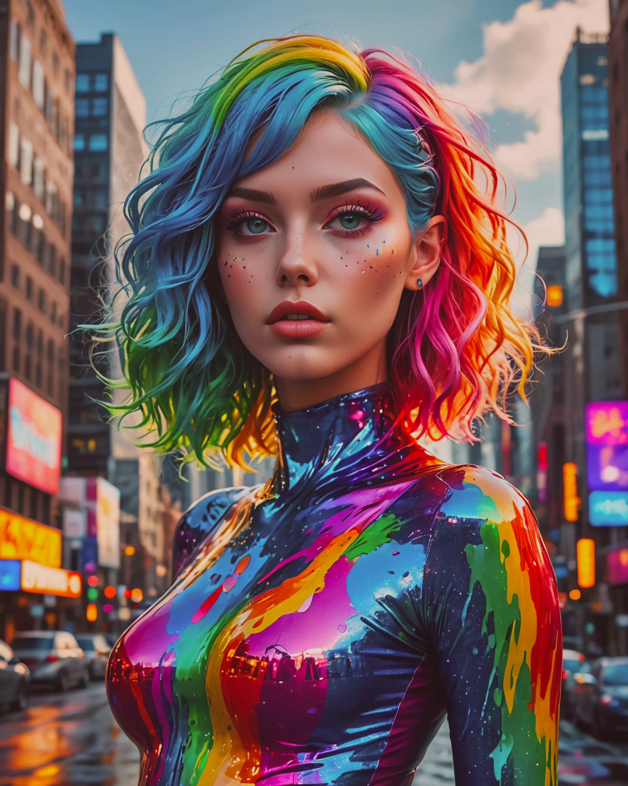 jelly girl, bangs, cat ears, pink - Free AI Photo Generator - starryai