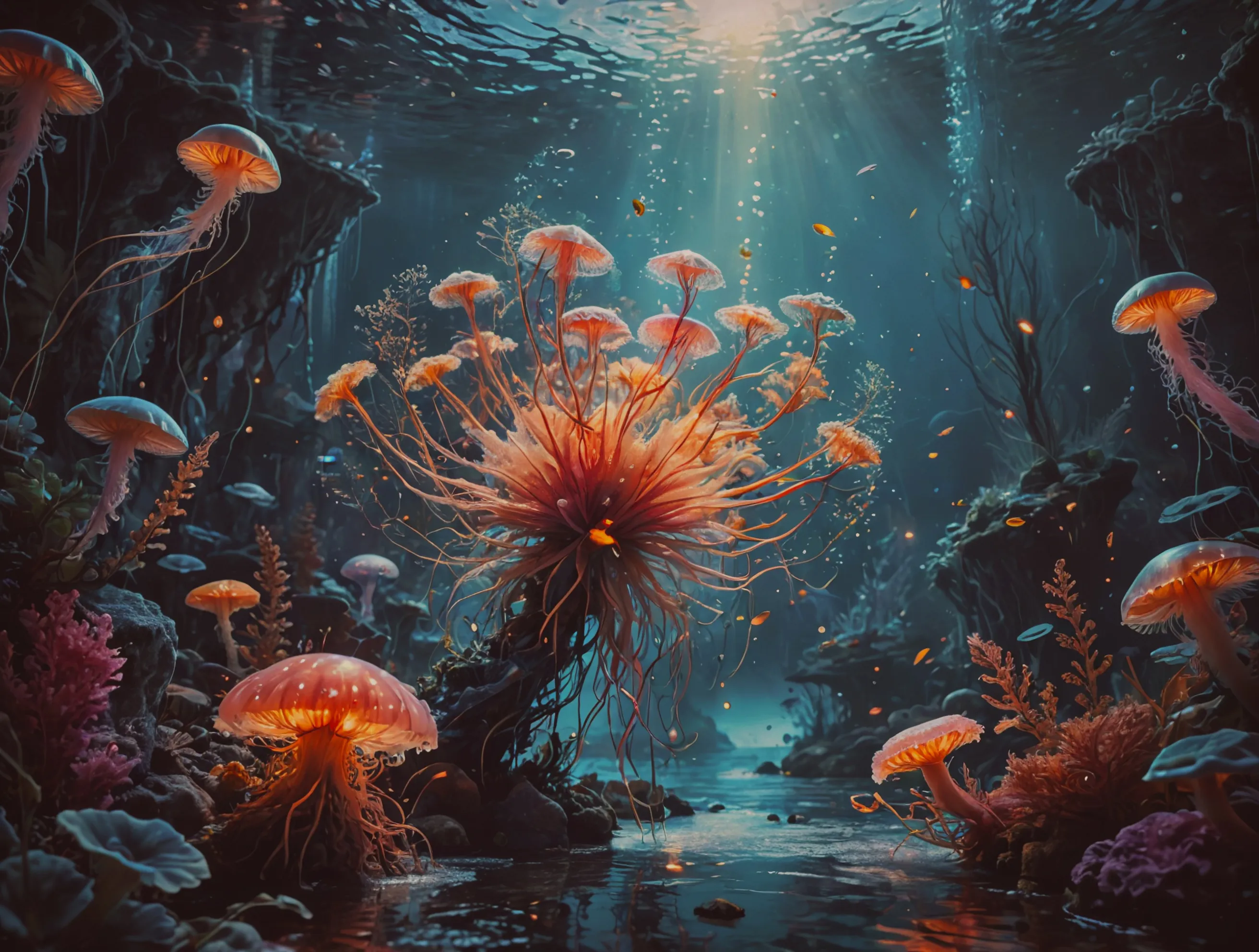 A dreamy underwater scene a coral - Free AI Photo Generator - starryai