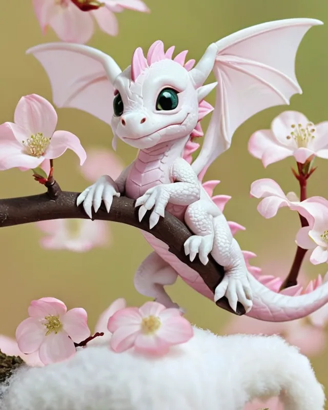 A white tiny baby dragon on - Free AI Photo Generator - starryai