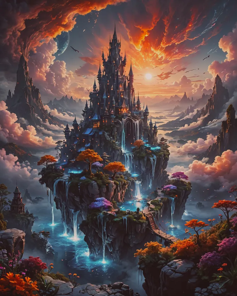 A fantastical landscape where a - Free AI Photo Generator - starryai