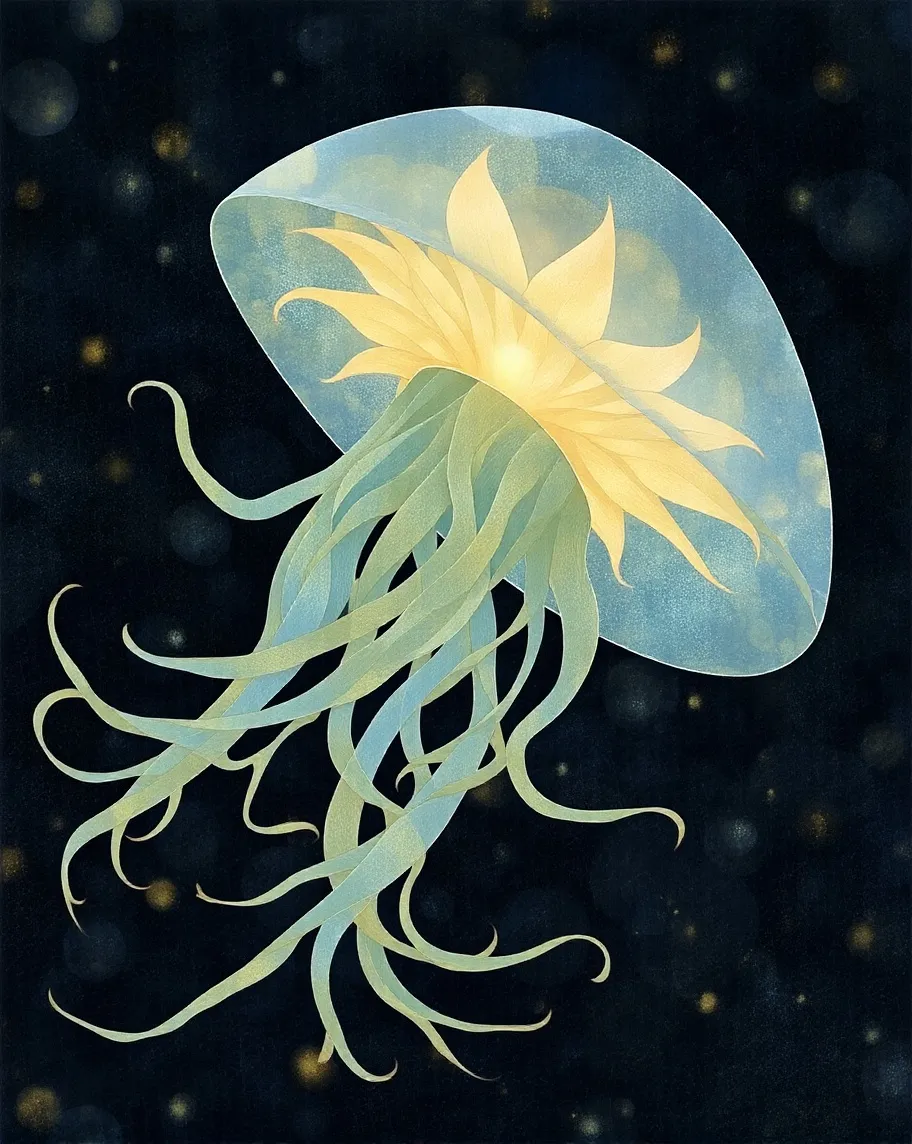 A (((bioluminescent jellyfish a - Free AI Photo Generator - starryai