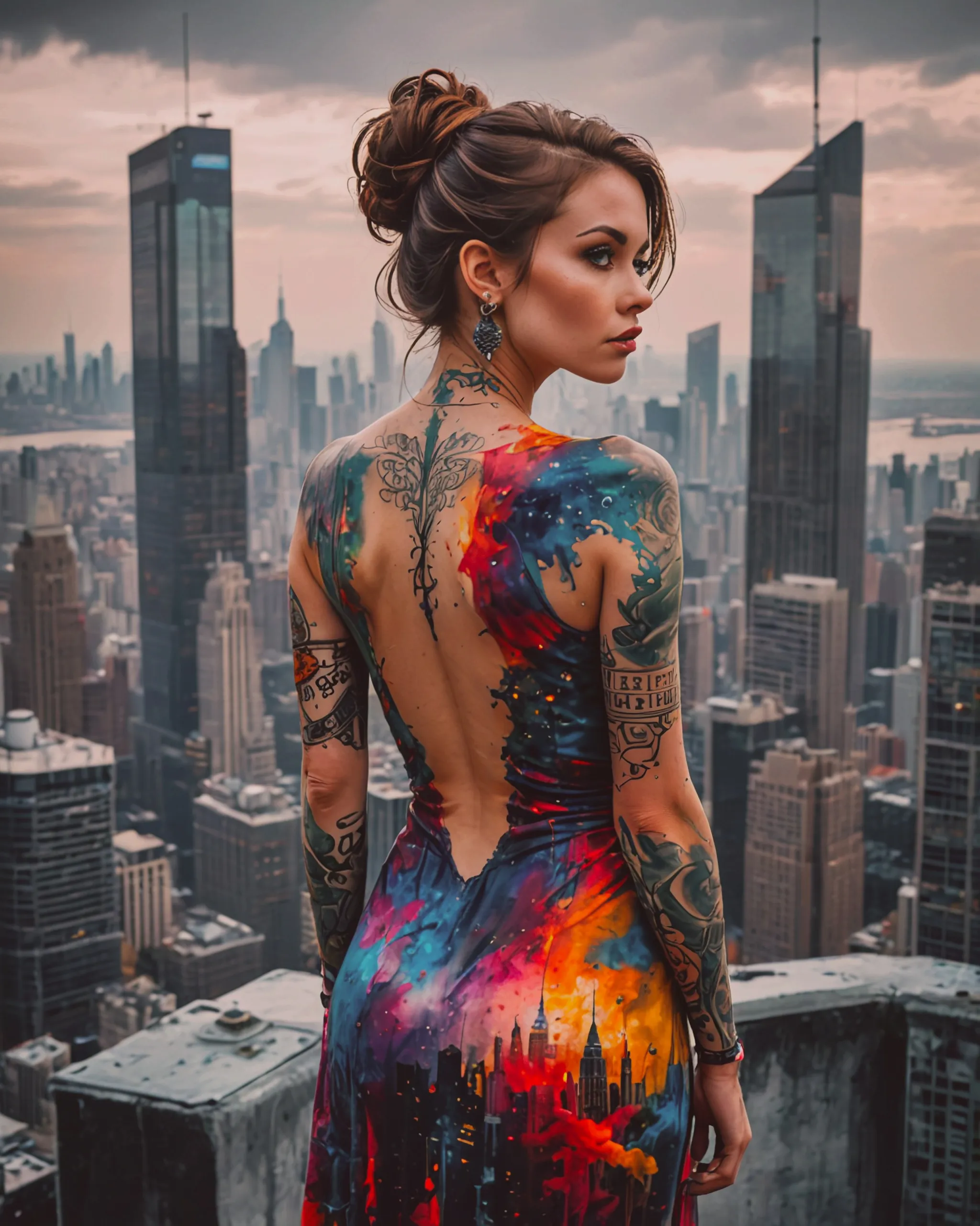 A gorgeous woman a black ink ink - Free AI Photo Generator - starryai