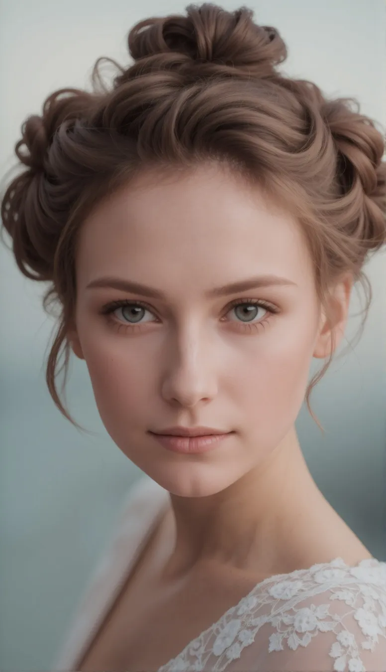 a young woman (with brown updo - Free AI Photo Generator - starryai