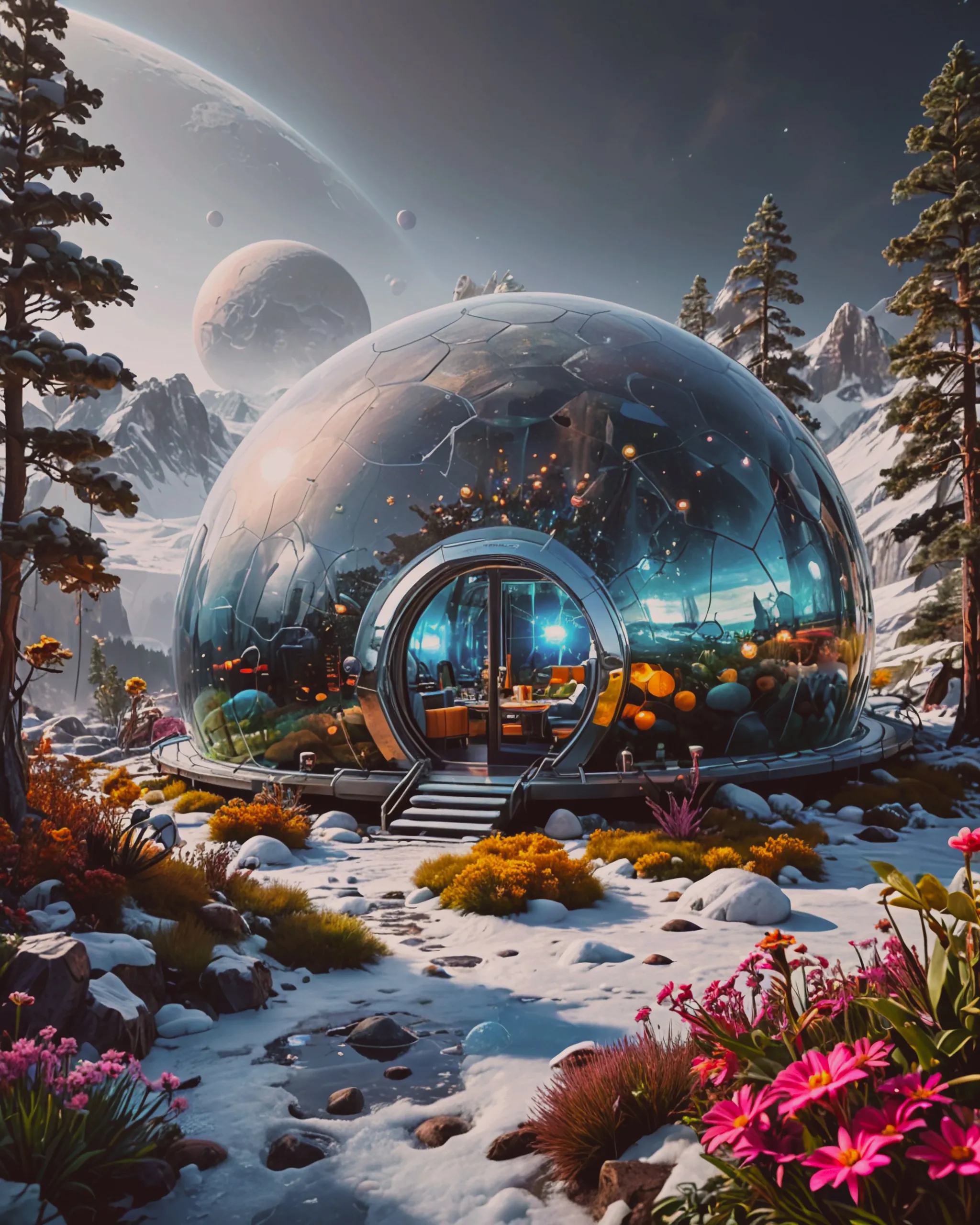 Future home on pluto colony - Free AI Photo Generator - starryai