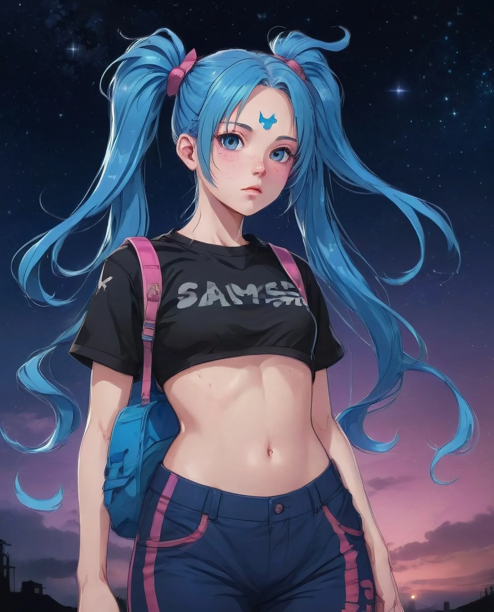Young Female, Long Blue Hair Her - Free AI Photo Generator - starryai
