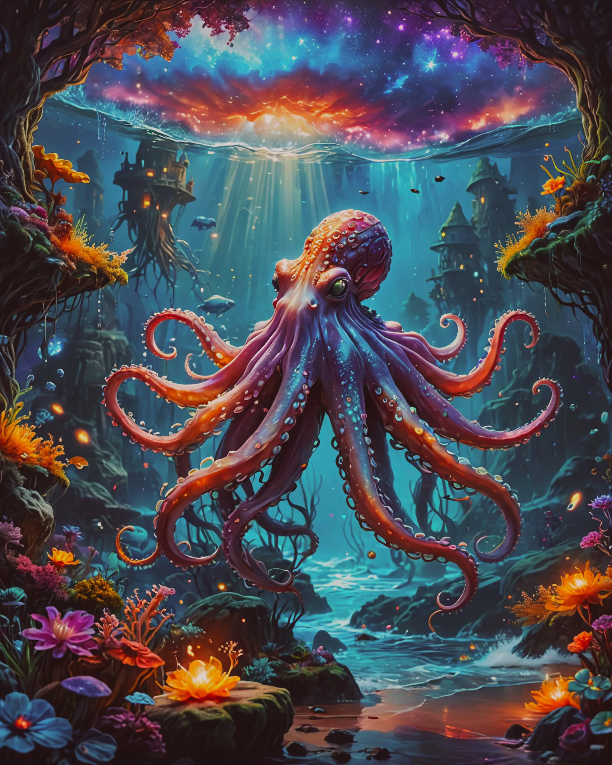A Luminous Fantasy Sea Scape full - Free AI Photo Generator - starryai