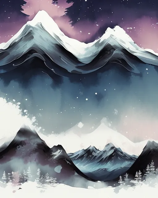 arctic mountain range. Snow night - Free AI Photo Generator - starryai