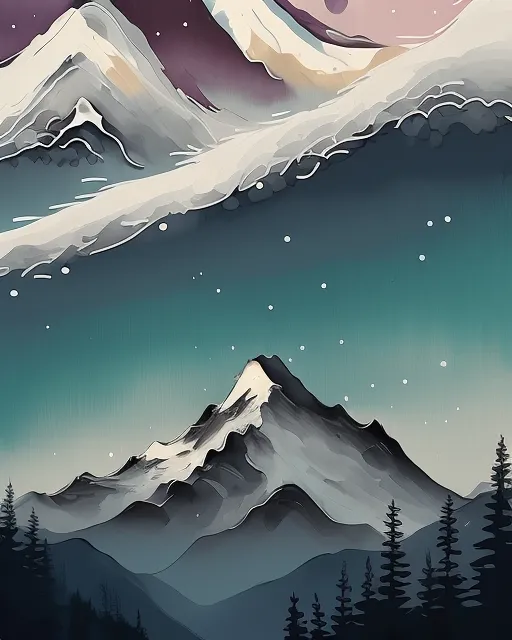 arctic mountain range. Snow night - Free AI Photo Generator - starryai