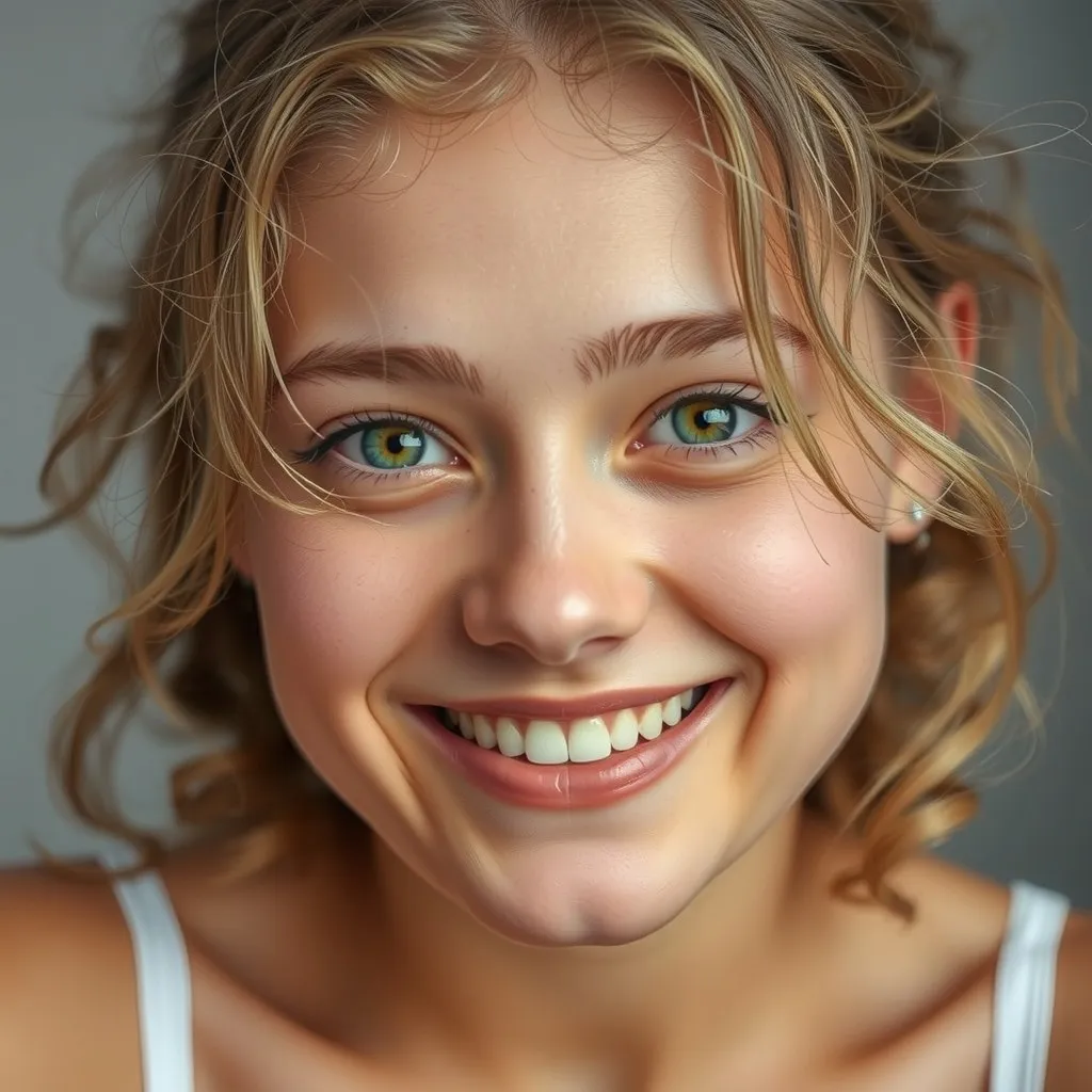 smiling young lady with pretty face and expressive eyes