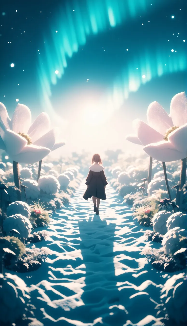 A celestial garden frozen flowers - Free AI Photo Generator - starryai