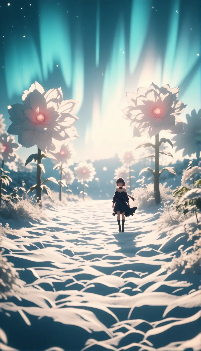 A celestial garden frozen flowers - Free AI Photo Generator - starryai