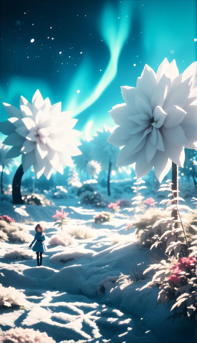 A celestial garden frozen flowers - Free AI Photo Generator - starryai
