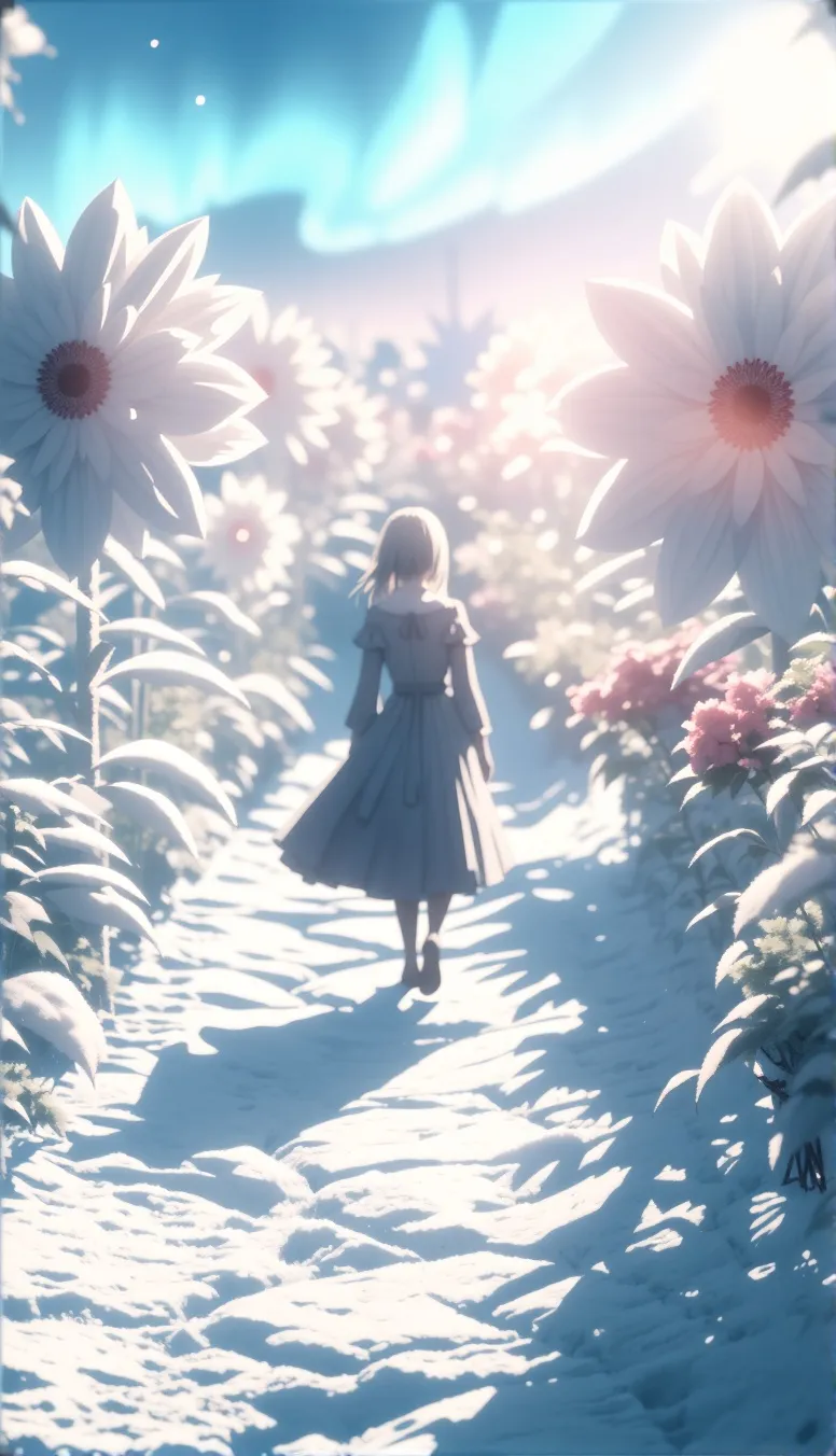 A celestial garden frozen flowers - Free AI Photo Generator - starryai