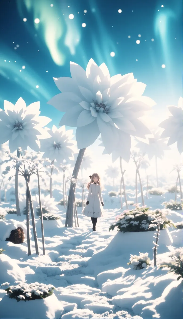 A celestial garden frozen flowers - Free AI Photo Generator - starryai