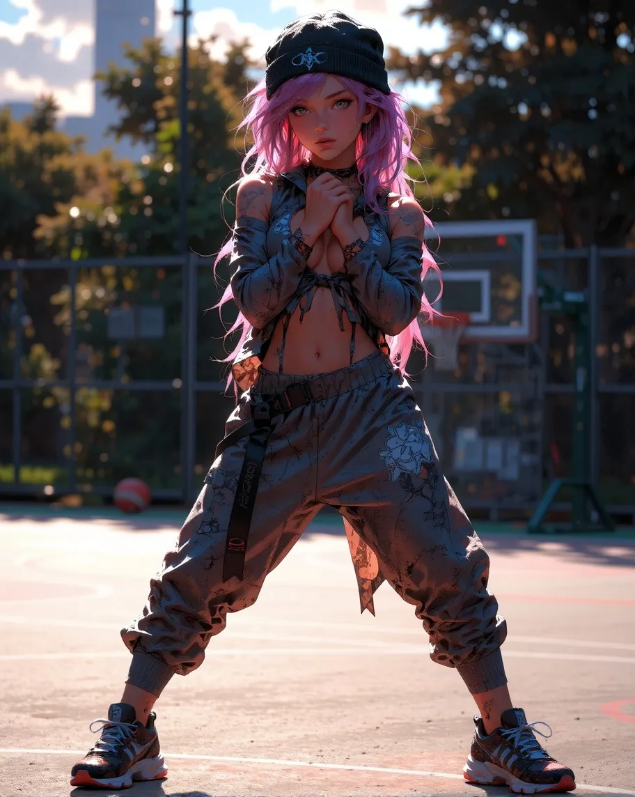 A young woman dyed hair, long a , - Free AI Photo Generator - starryai