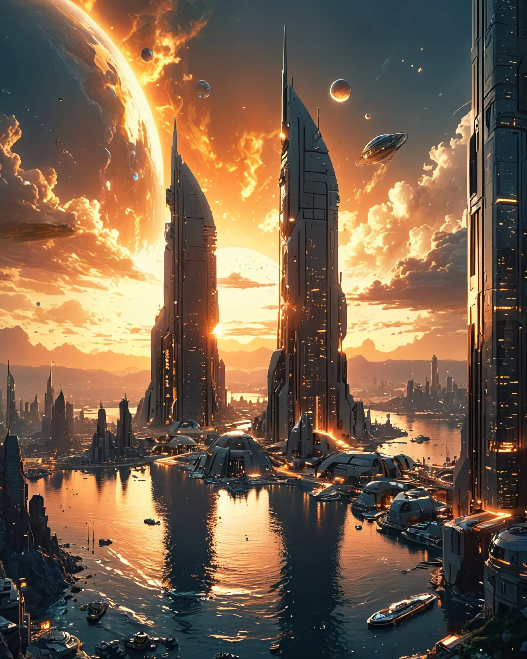 Futuristic space City beautiful - Free AI Photo Generator - starryai