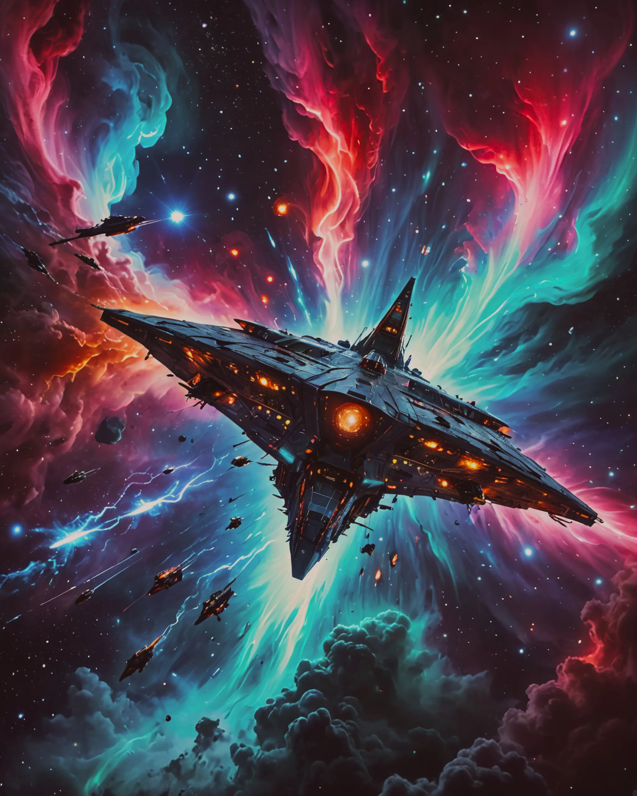 Enemy Starship space aurora - Free AI Photo Generator - starryai