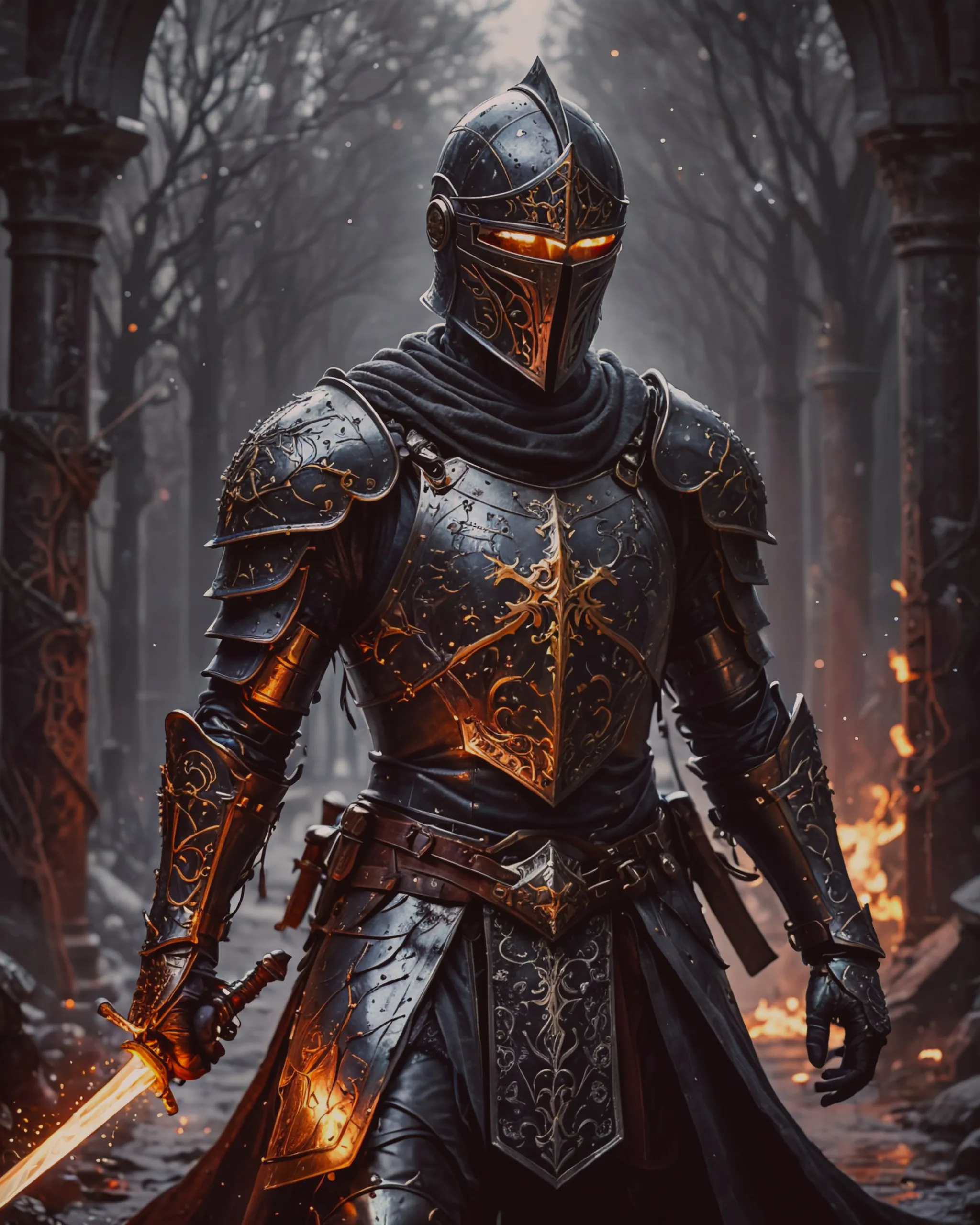 A darkly armored soldier that’s - Free AI Photo Generator - starryai