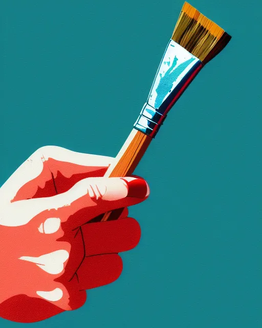 an artist holing a paint brush, Digital Illustration