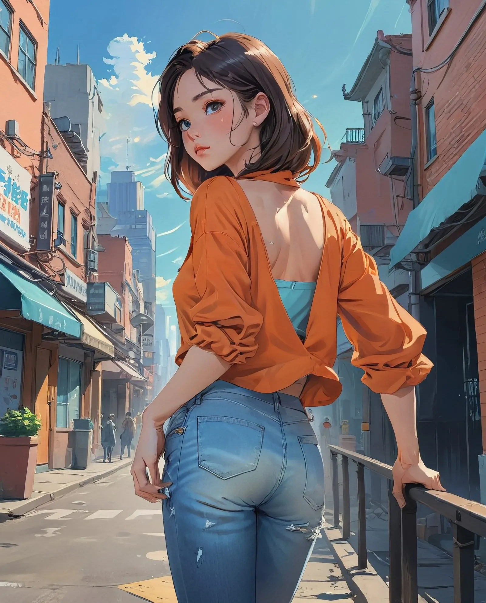 A stunning young woman stands her - Free AI Photo Generator - starryai