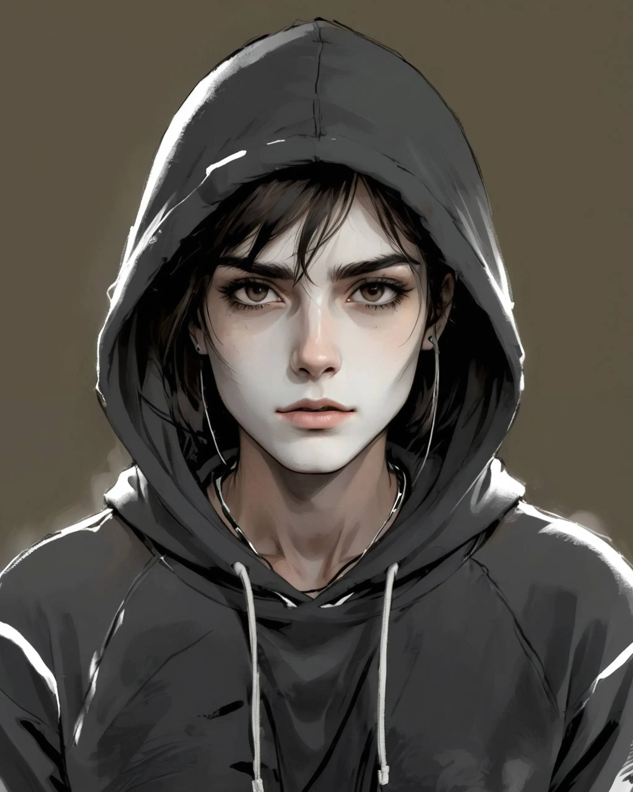 handsome face, with hoodie 