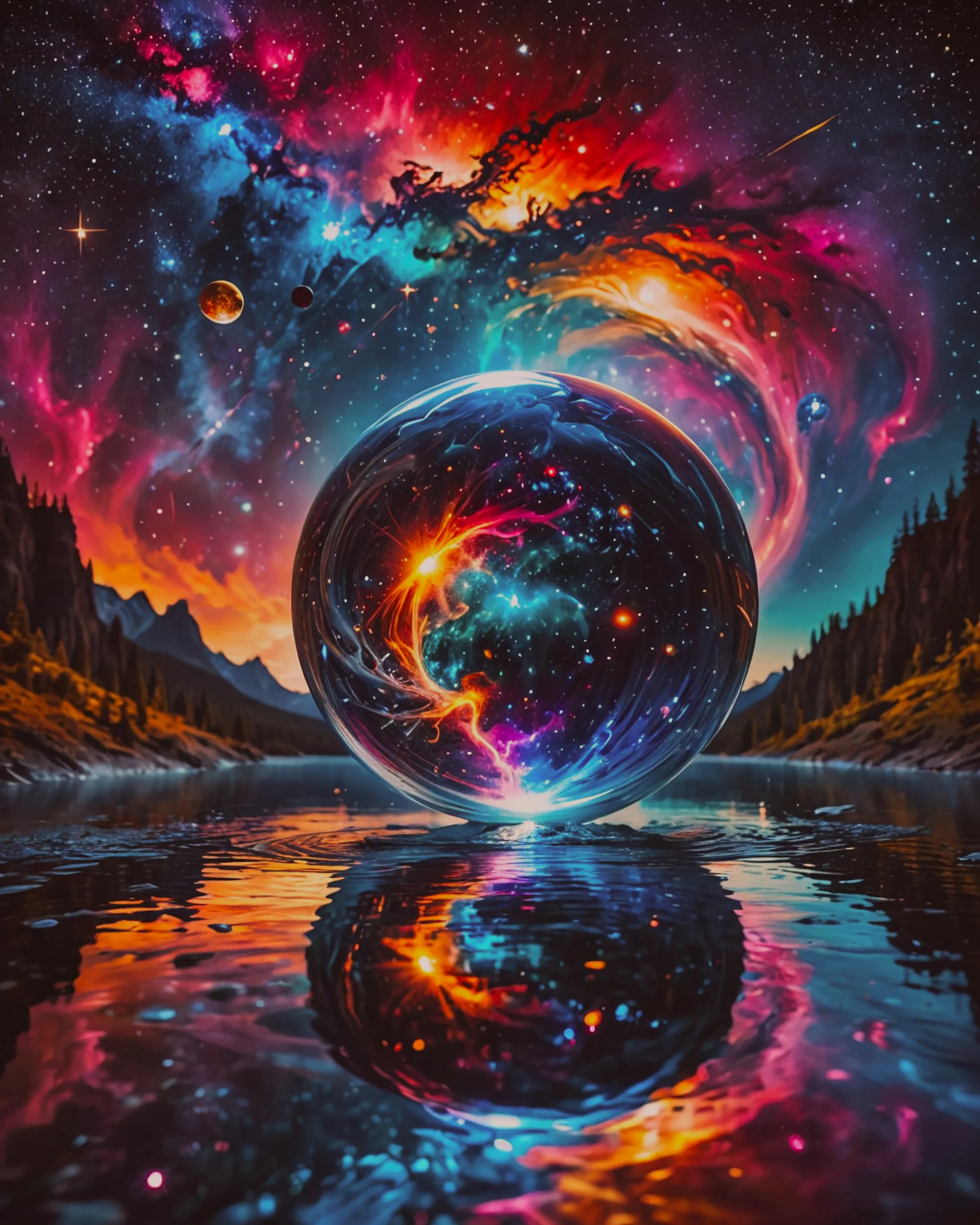 Black hole inside a Glass sphere, - Free AI Photo Generator - starryai