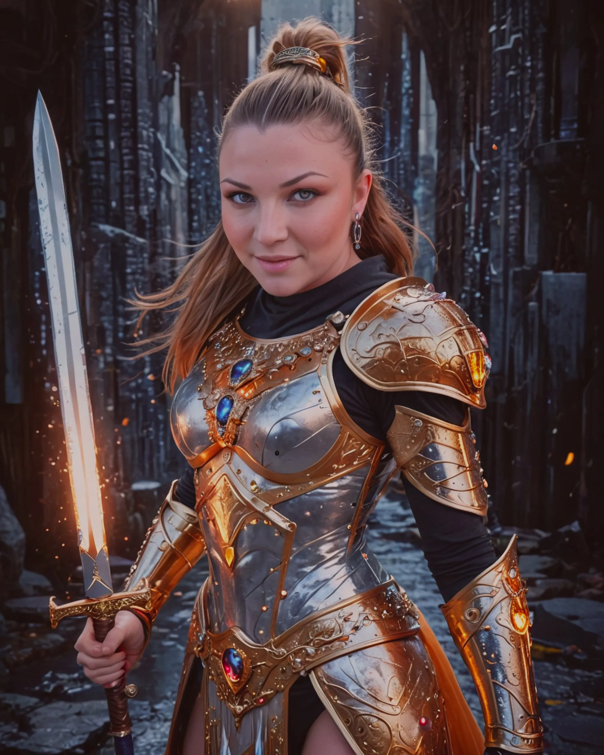 Princess Roxana Armor Warrior princess golden armor - Free AI Photo Generator - starryai