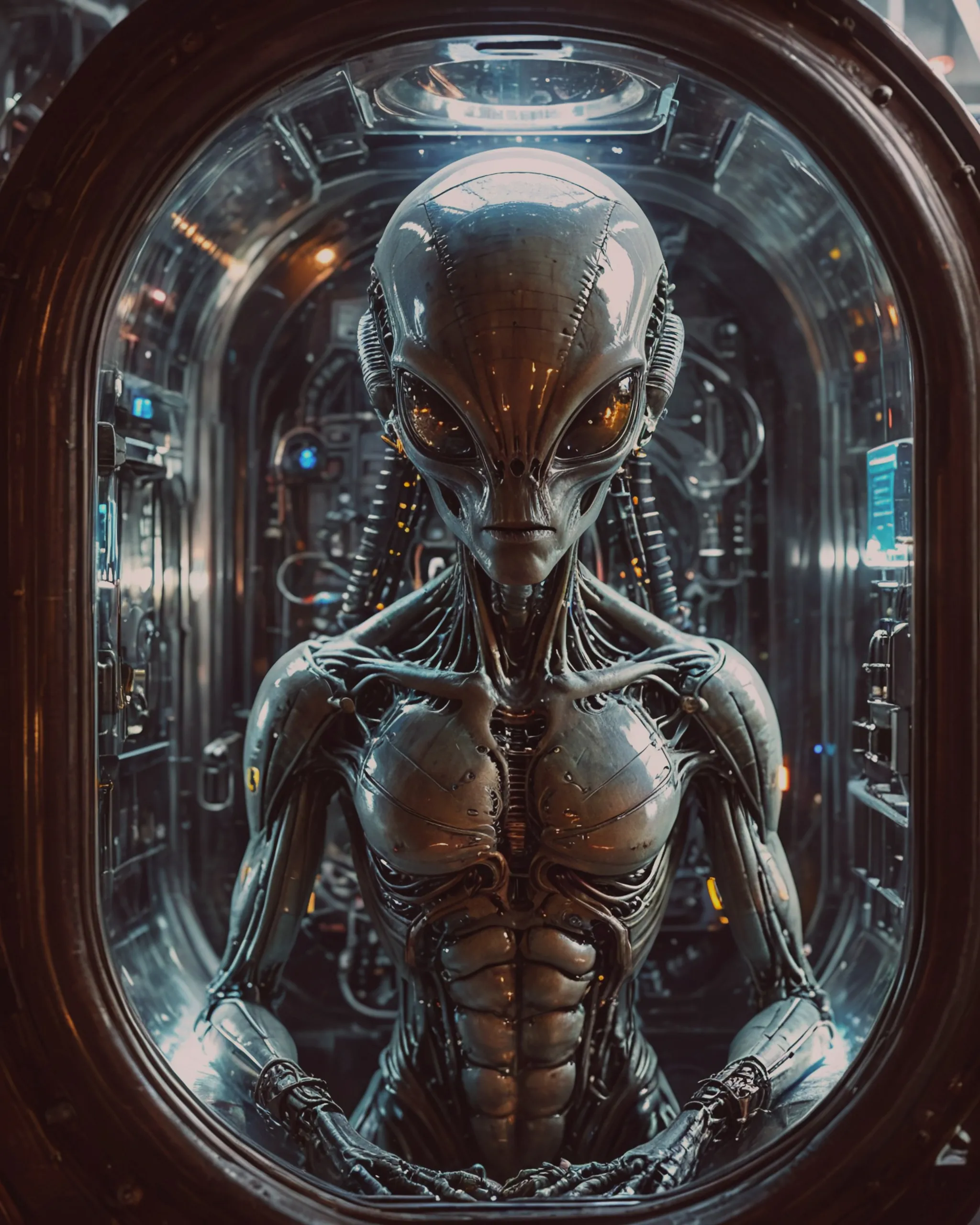 Alien being inside a time machine - Free AI Photo Generator - starryai