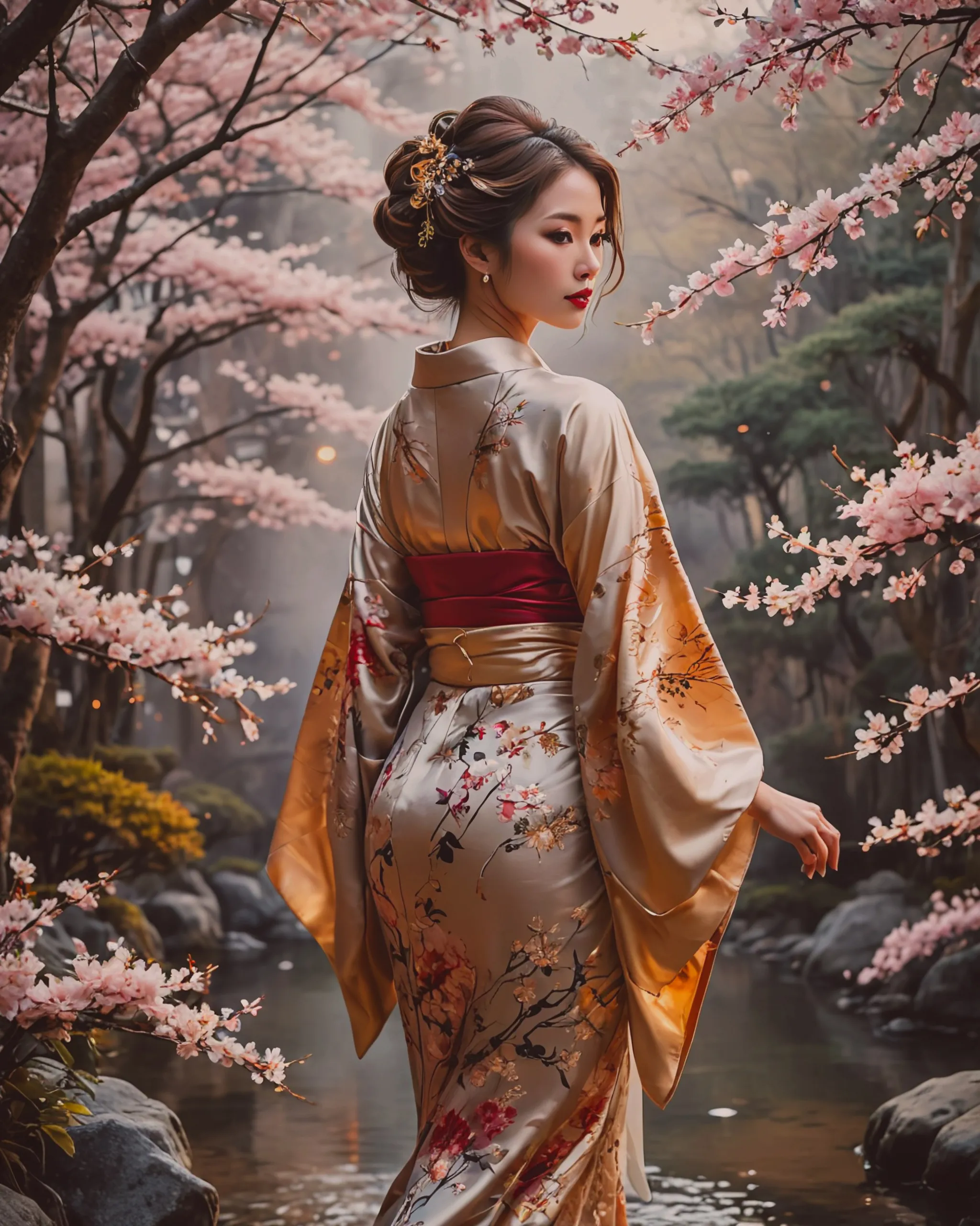 , hyper detailed, beautiful, radiant, Japanese, kimono