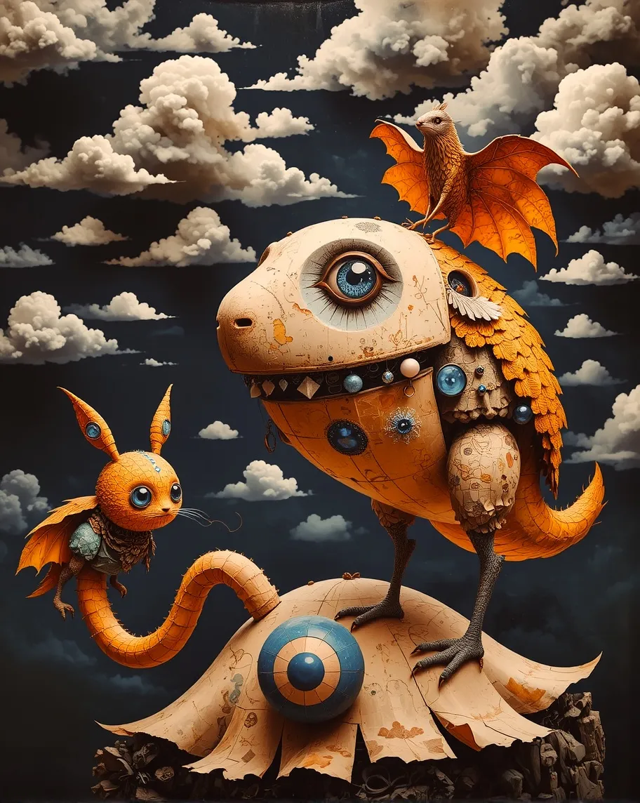 a surrealistic huge funny creatures - AI Photo Generator - starryai