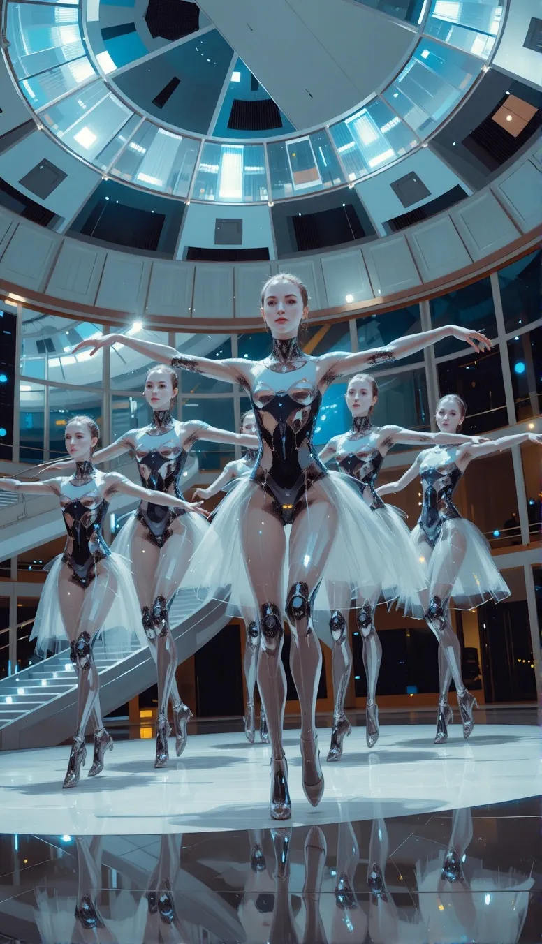 A group of robots performing synchronized ballet