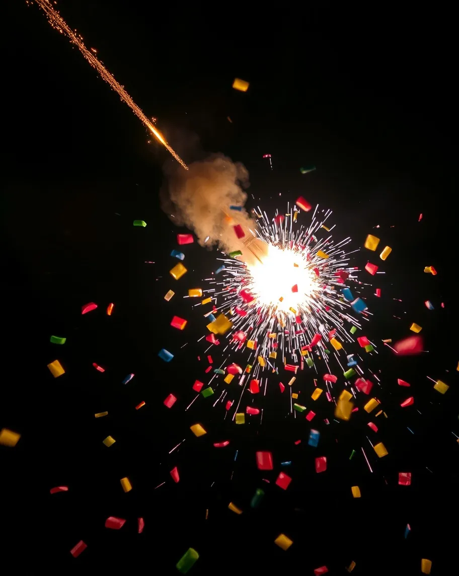 A firecracker rocket shoots into - Free AI Photo Generator - starryai