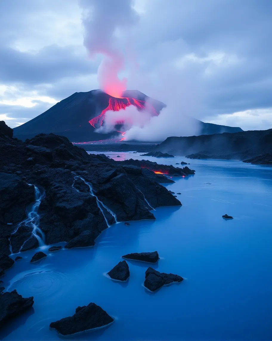 Blue lava volcano - Free AI Photo Generator - starryai